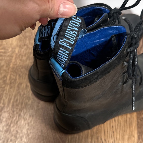 John Fluevog x Mini Cooper BBC Radio 6 Eyelet Black Leather Boots Mens US 7.5 - Picture 4 of 12